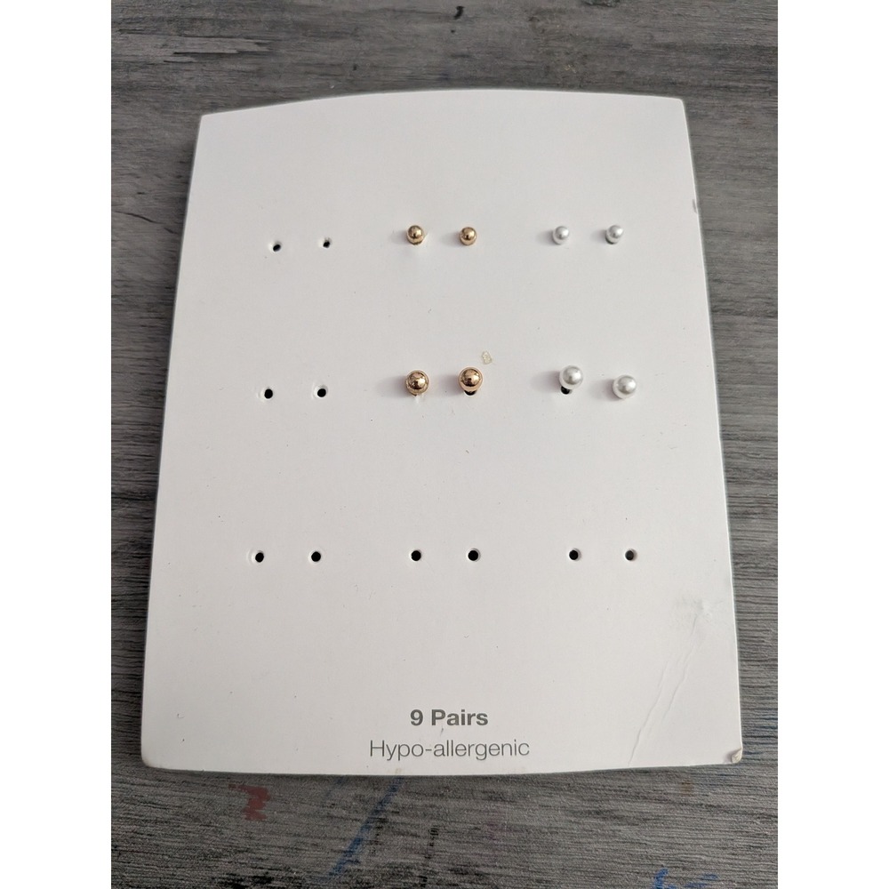 Walmart Hypo-allergenic Ball Stud Earring Set Gold Silver Tone 4 Pairs